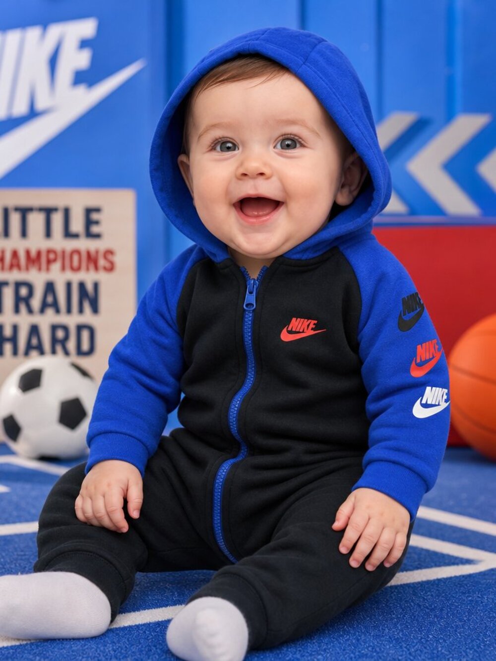 Nike Kids Bodysuit – Blue & Black – 6 Months: